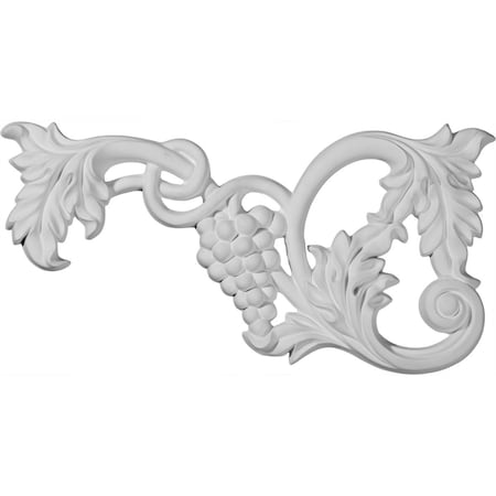 Ekena Millwork 12 5/8"W  x 6 3/4"H x 1"P Large Grape and Leaf Onlay, Left ONL12X06X01GR-L